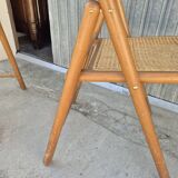Set of 4 vintage Italian folding chairs in cane 1970s