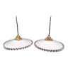 Pair of opaline pendant lights