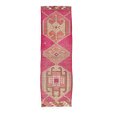 3x10 Pink & Cream Turkish Vintage Runner Rug, 100x317Cm