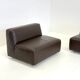 Set of 3 vintage space age modular leather sofas / armchairs in dark brown