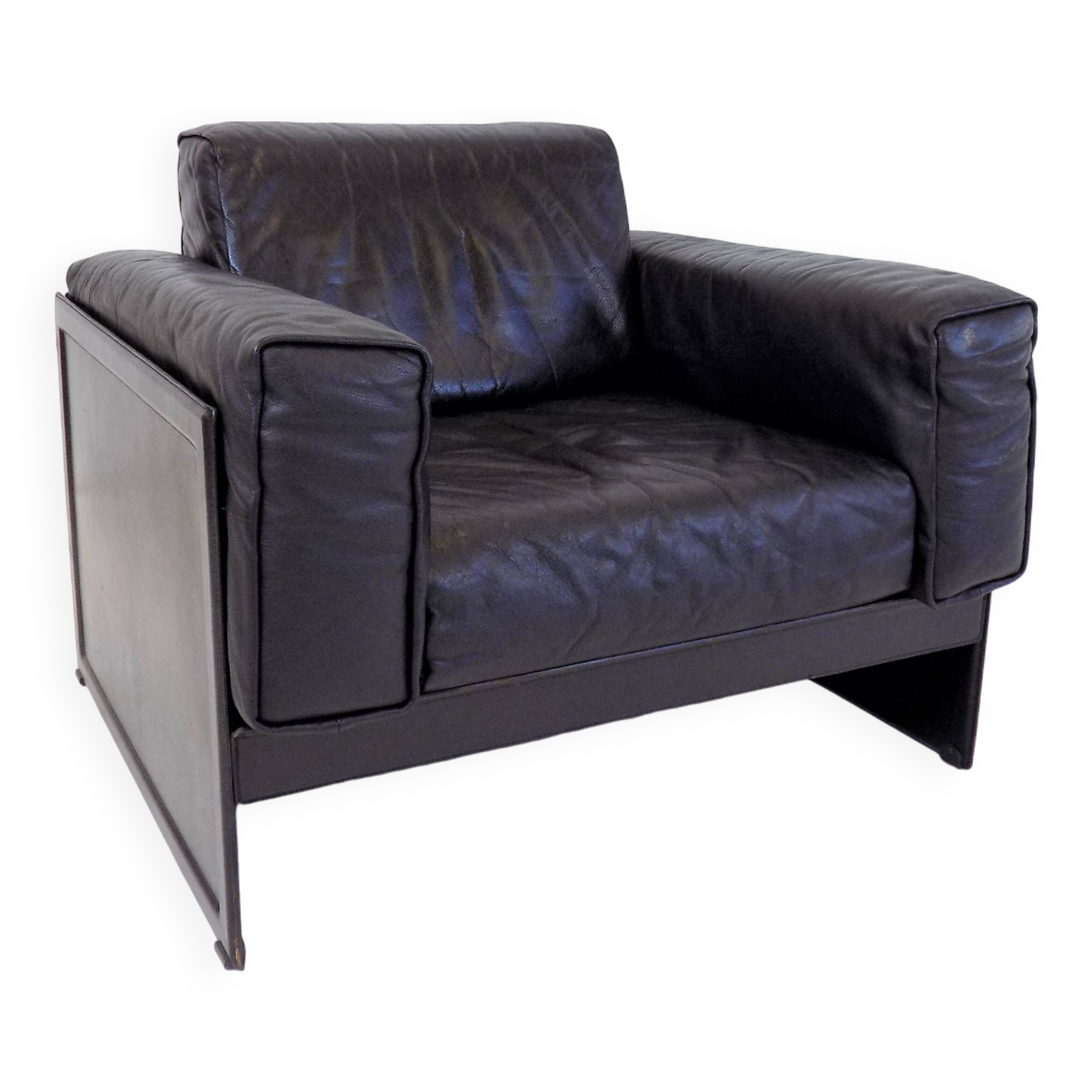 Fauteuil lounge en cuir Matteo Grassi Korium KM 3/1 par Tito Agnoli, 1980