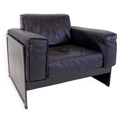 Fauteuil lounge en cuir Matteo Grassi Korium KM 3/1 par Tito Agnoli, 1980
