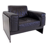 Fauteuil lounge en cuir Matteo Grassi Korium KM 3/1 par Tito Agnoli, 1980