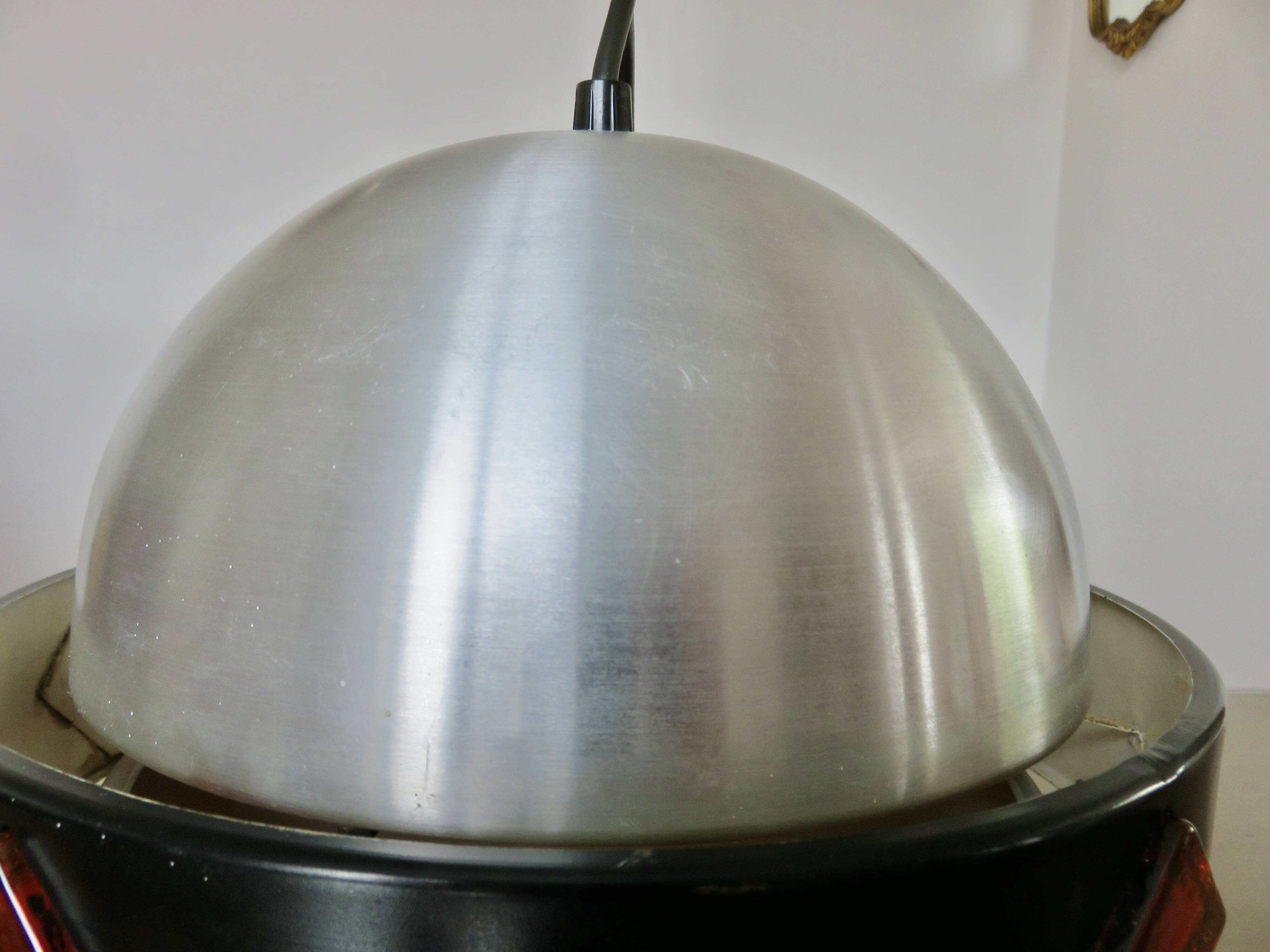 Space Age "Saturn" pendant light, 1970, aluminum, metal, resin