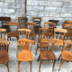 Set of 10 curved wooden bistro chairs