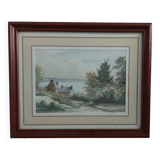Watercolor framed and under glass signed B.Lavenan Breton Painter Made In France