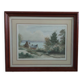 Framed watercolour under glass signed B. Lavenan Breton Painter Made In France