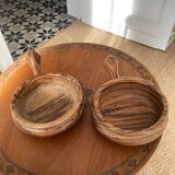 Duo of wooden raviers - vintage cup