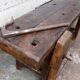 Workbench in raw wood with the press