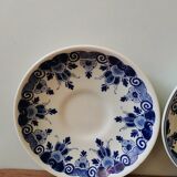 Lot de 2 petites assiettes soucoupe vintage delfts blauw modèle regina made in Holland motif fleurs bleues