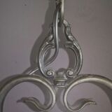 Chandelier in opaline, aged chiseled metal, 70