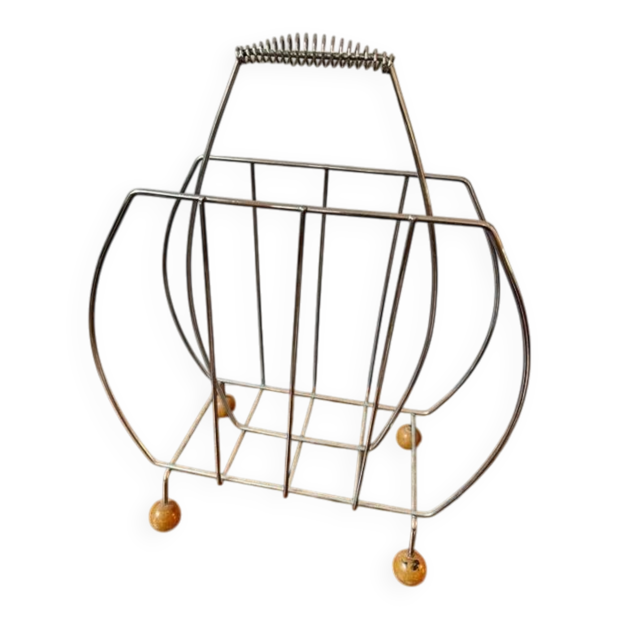 Porte-revues en bois et métal, années 60-70