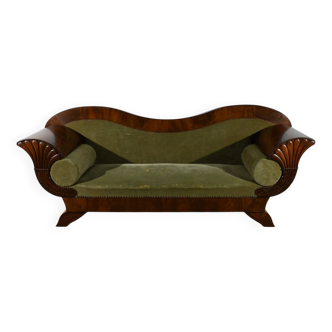 Canapé en Ronce d’Acajou, style Biedermeier – Fin XIXe