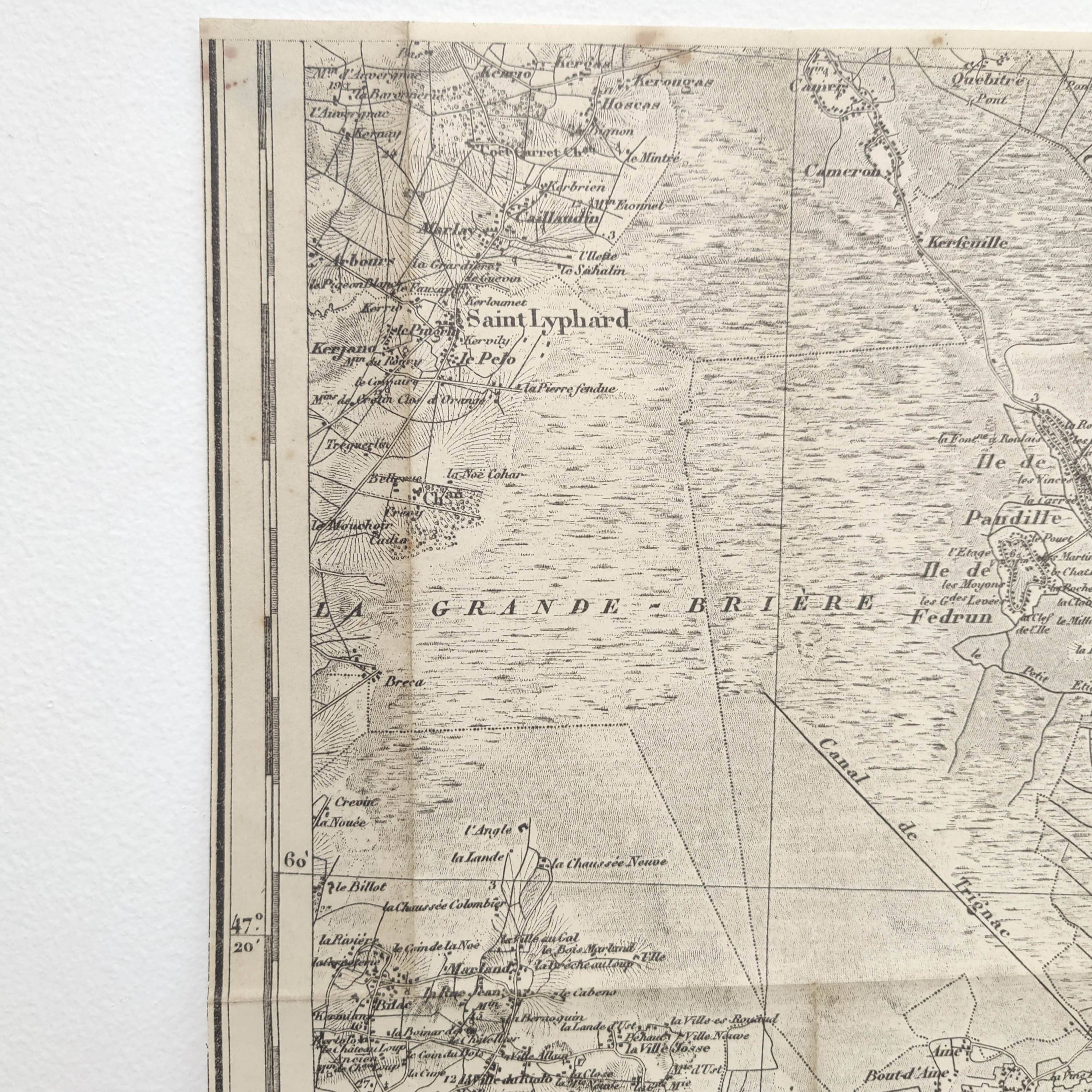 Old map Loire St Nazaire estuary late nineteenth