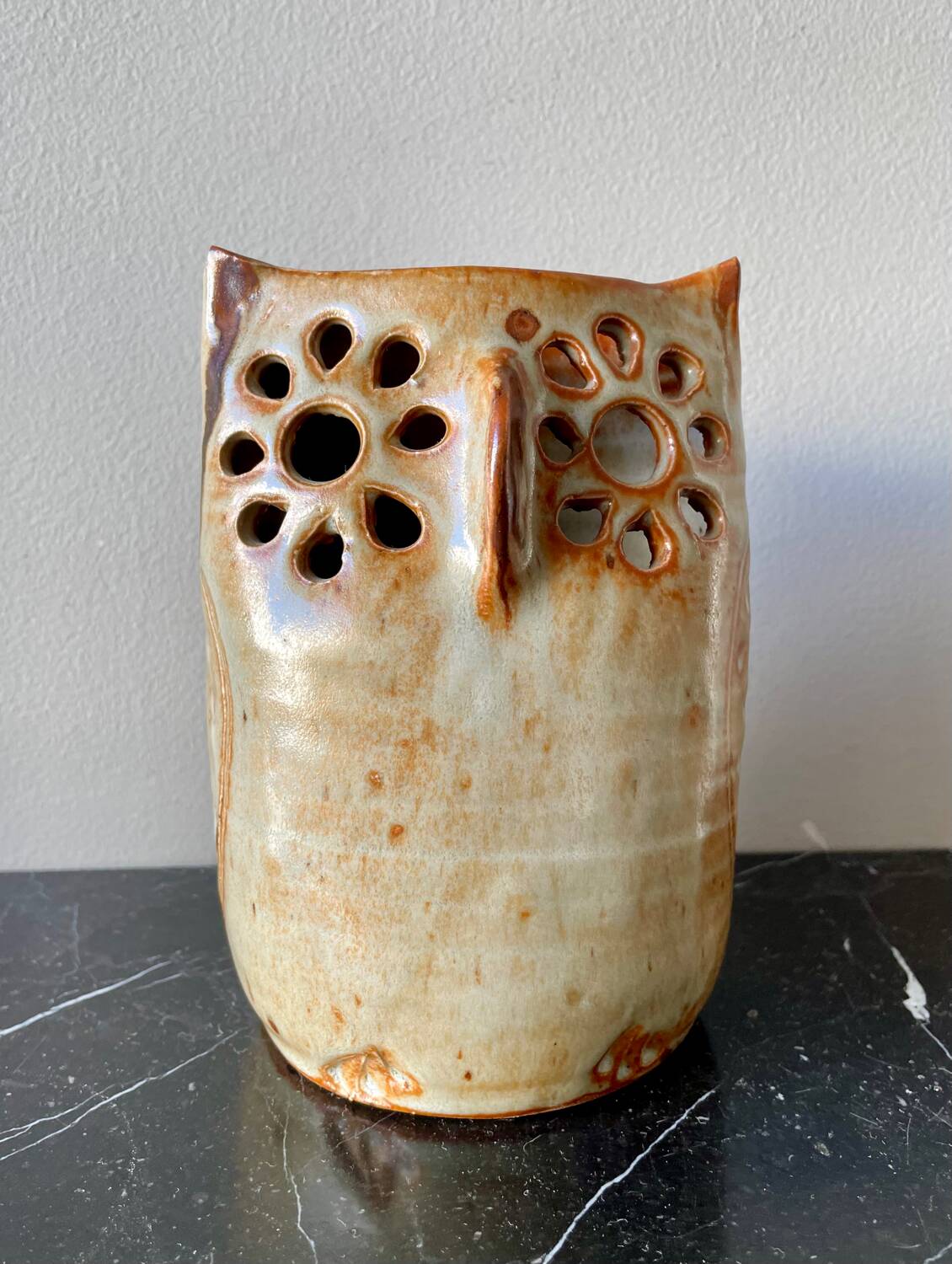 Vintage owl ceramic vase
