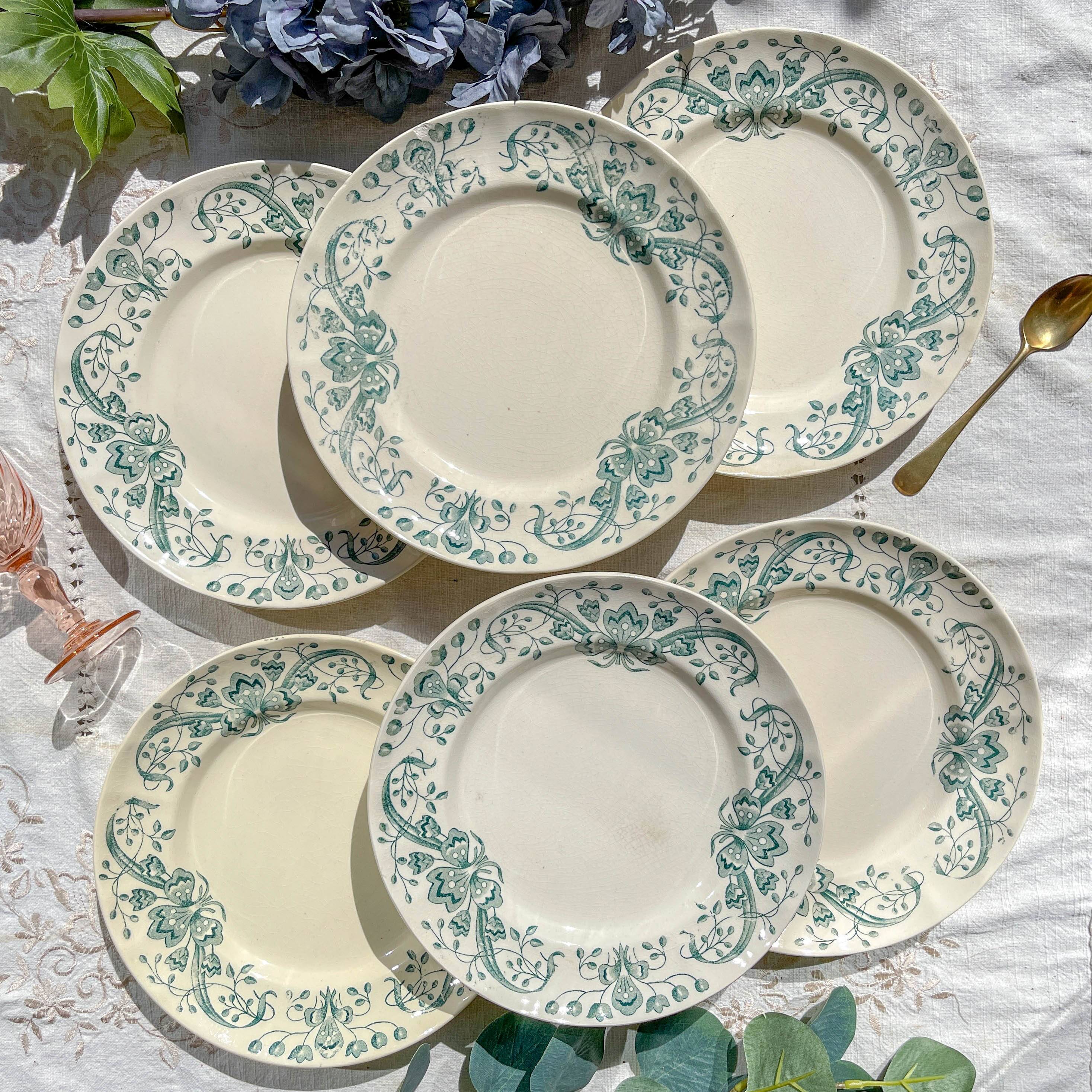 Set of 6 Small Antique Iron Earth Plates "Figuig" – Longchamp 19th Century