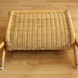 Magazine rack made of bamboo, rattan and wood, vintage from the 70s