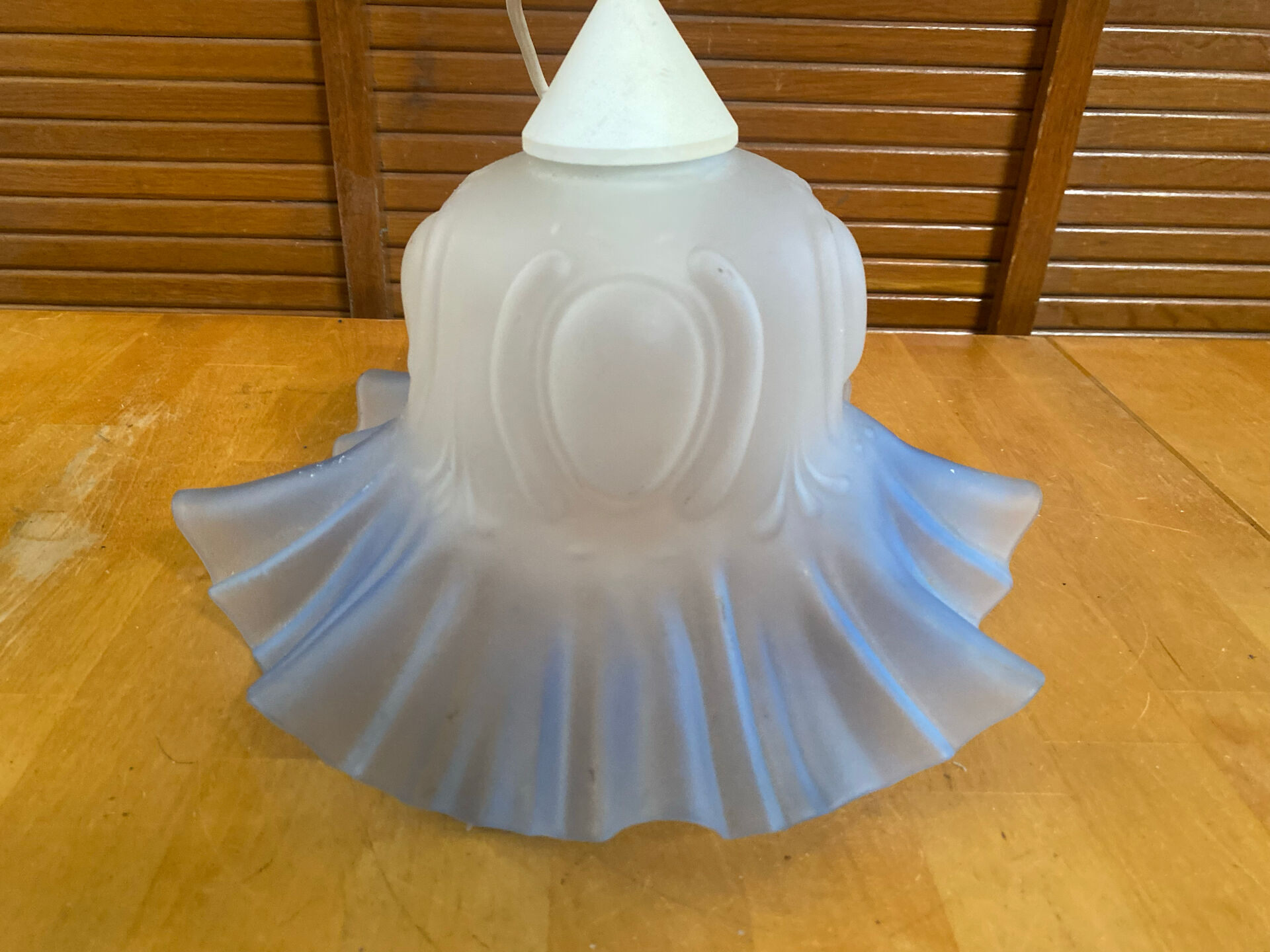 Old tosel suspension frosted blue glass vintage style #e469
