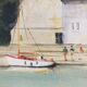 Oil painting on canvas of the old port of Honfleur signed Alain Huin.