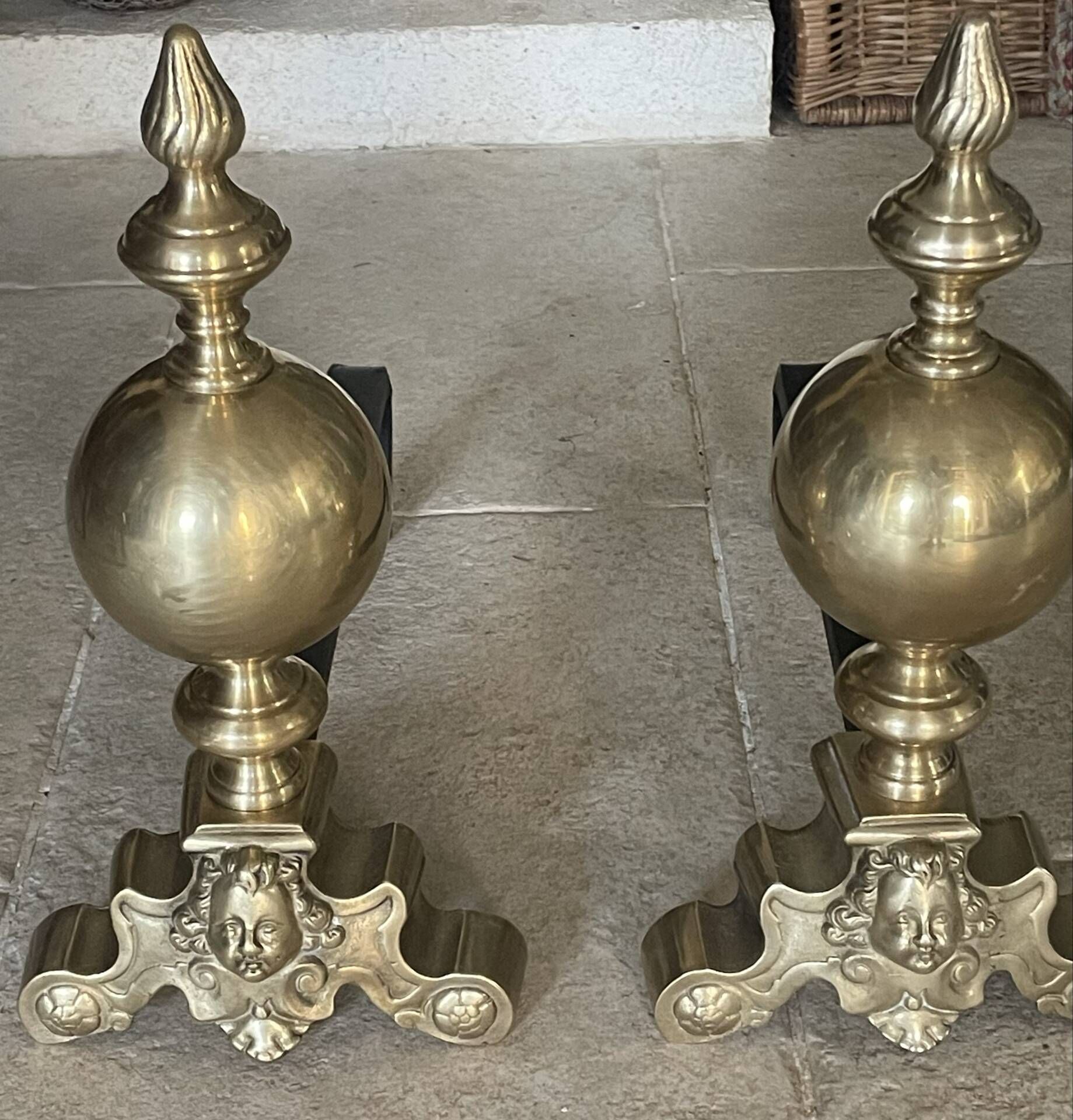 Pair of brass andirons
