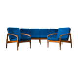 Model 121 Paper Knife Easy Chairs and Sofa by Kai Kristiansen for Magnus Olesen, 1960s, Set of 3