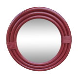 Burgundy rattan mirror