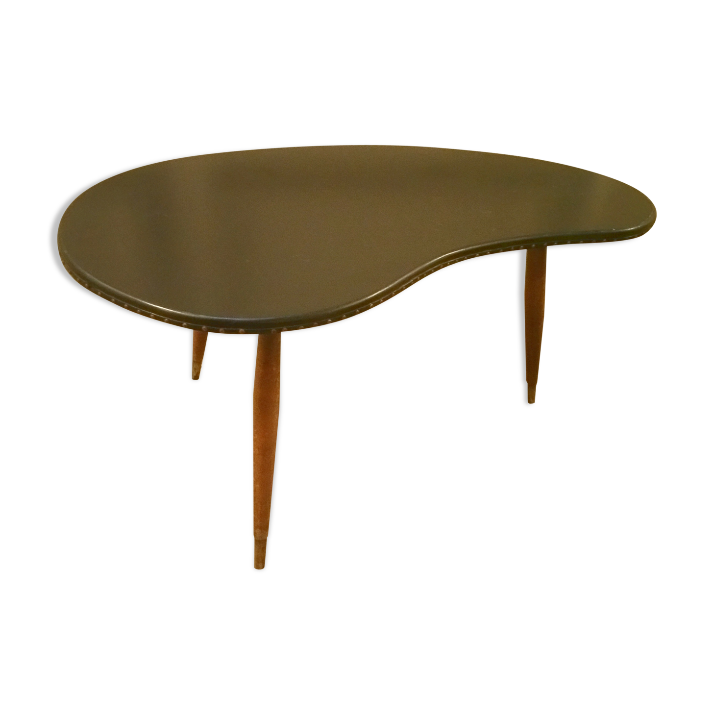 Table low tripod 50/60s black Skai kidney shape