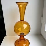 Modernist design vase in amber glass 70s