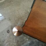 50s coffee table in wood and metal glass