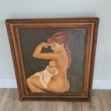 Ancien tableau peinture à l'huile / femme nue