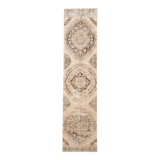 3x13 Persian Cream & Brown Oriental Vintage Runner Rug, 91x392Cm
