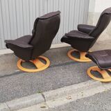 Pair of vintage armchairs with ottoman