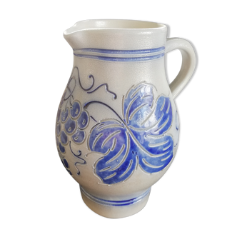 Pichet en grès d'Alsace gris et bleu