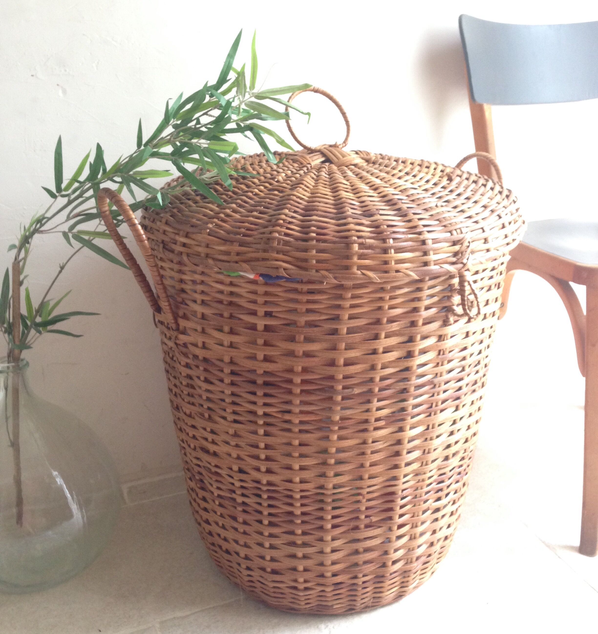 Vintage wicker laundry basket