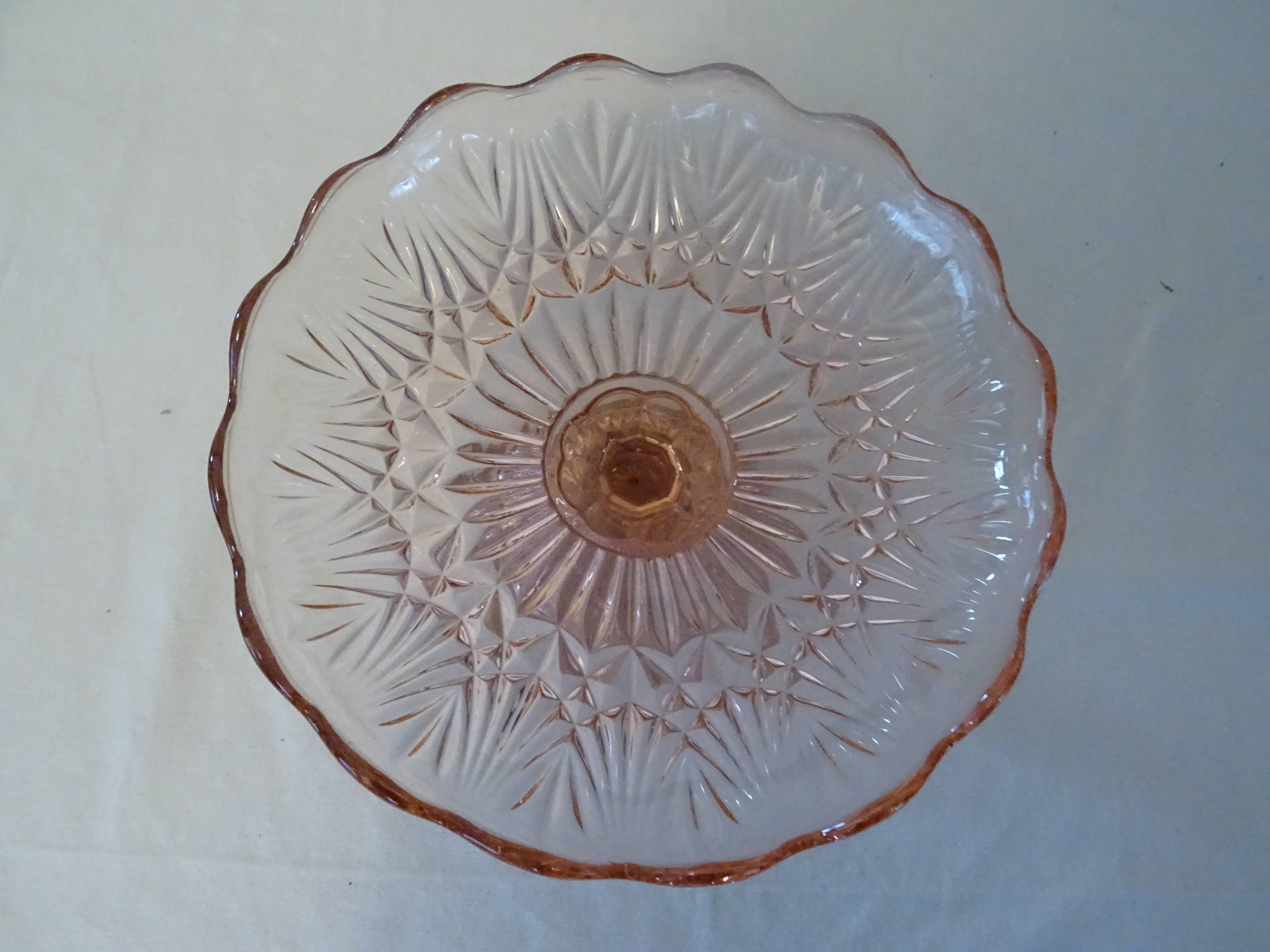 Compotier fruit cup molded glass rosaline art deco