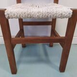 Wooden chair with woven rope seat