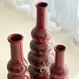 Artisanal sculptural vase Tighri bordeaux