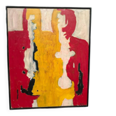 Large original Danish oil painting - "The Couple" by Max Bilde (1919-2011) - Signed 1968 - Framed - 94 × 75 cm (37" × 29.5")
