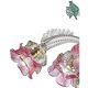 Ornate Venetian Pink and Green Floreal Murano Glass Chandelier