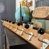 Old school coat rack 10 black ball hooks