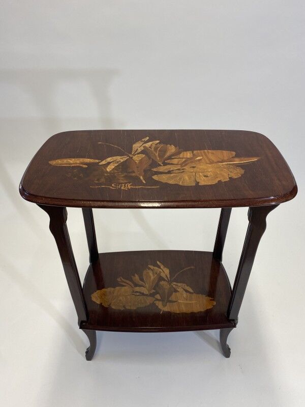 French Art Nouveau two-tier service table by Emile Gallé