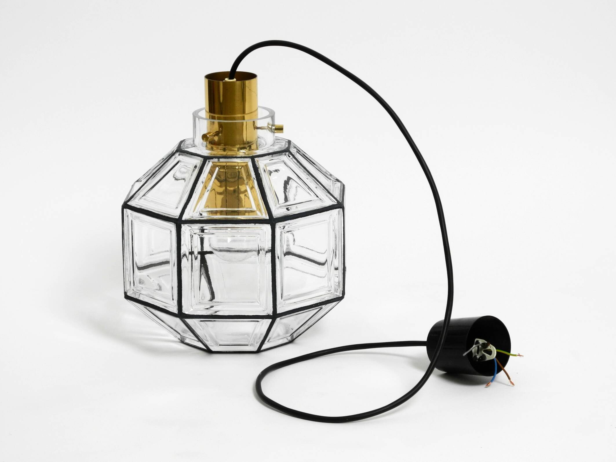 Beautiful rare original 60s  Limburg octagonal glass pendant lamp