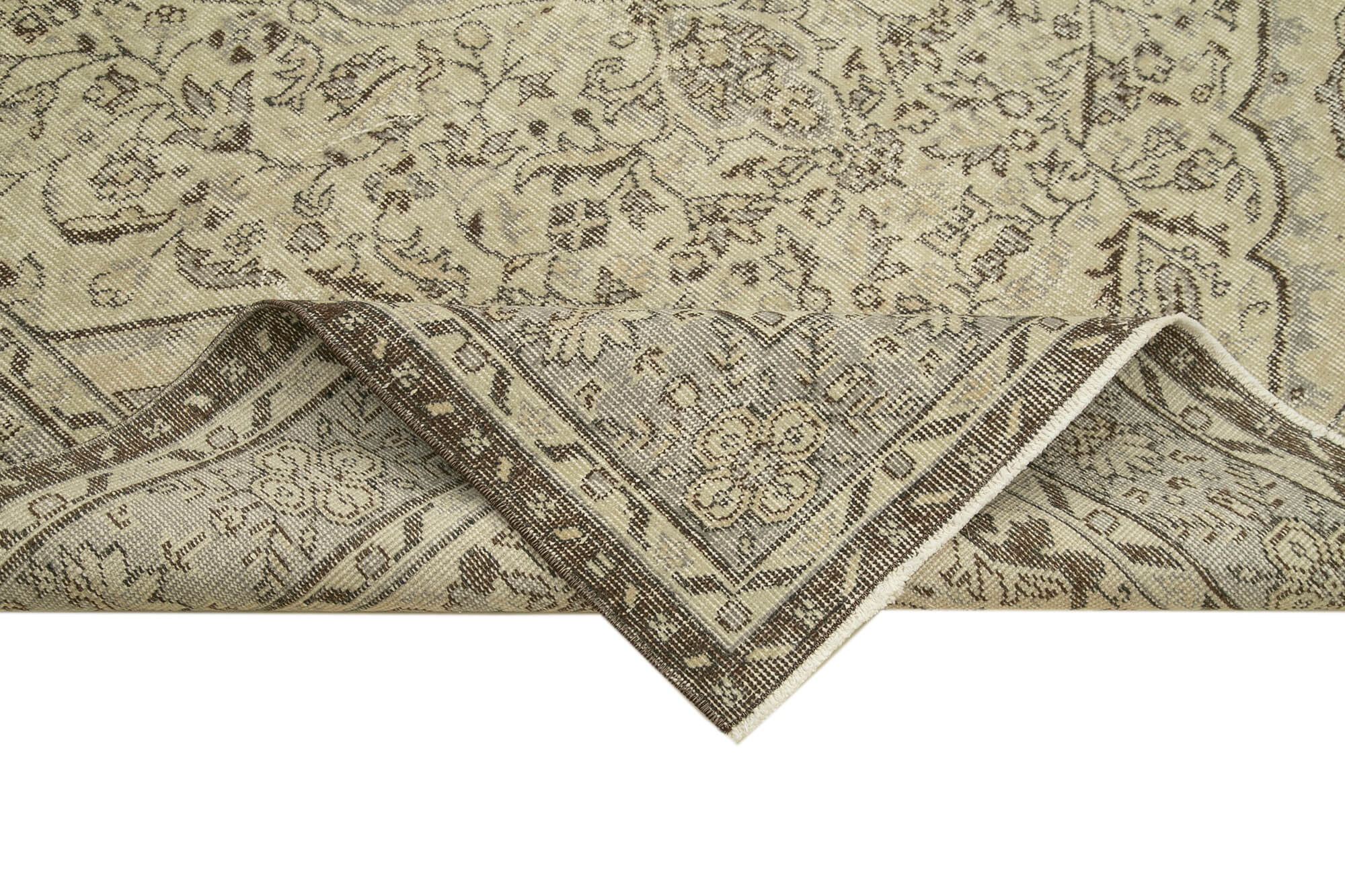 Handmade Distressed Oriental Beige Carpet 170 cm x 276 cm - 38988