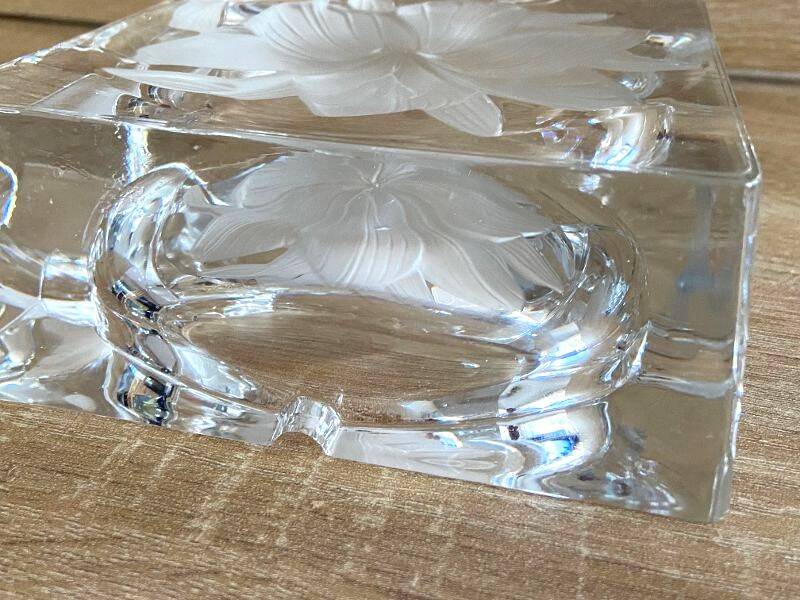 Large Solid Crystal Ashtray France JG Durand Modern Design Art Deco Loft