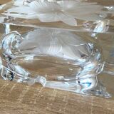 Large Solid Crystal Ashtray France JG Durand Modern Design Art Deco Loft