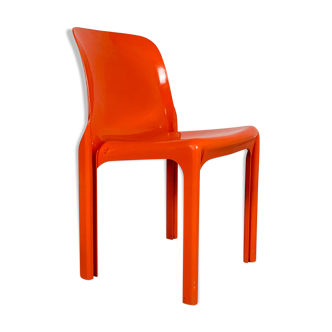 Selene Orange Flash Chair by Vico Magistretti for Artemide, 1970