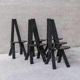 Set of six black dining chairs