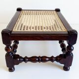 Antique Belle Epoque Oak Wood and Cane Footstool/ Occasional Table, late 19th-C