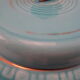 Turquoise blue earthenware candy box decorating stylized frieze fish Art Deco