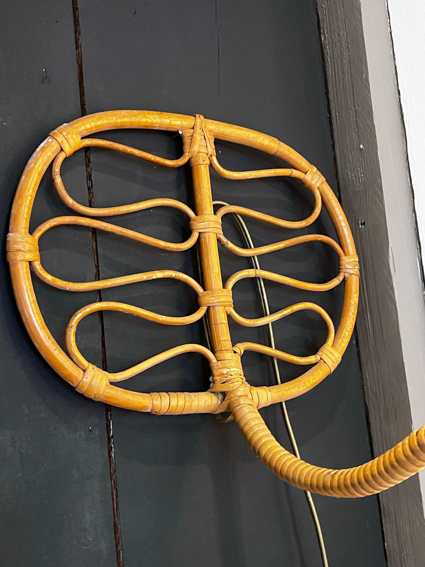 Pair of rattan wall lights